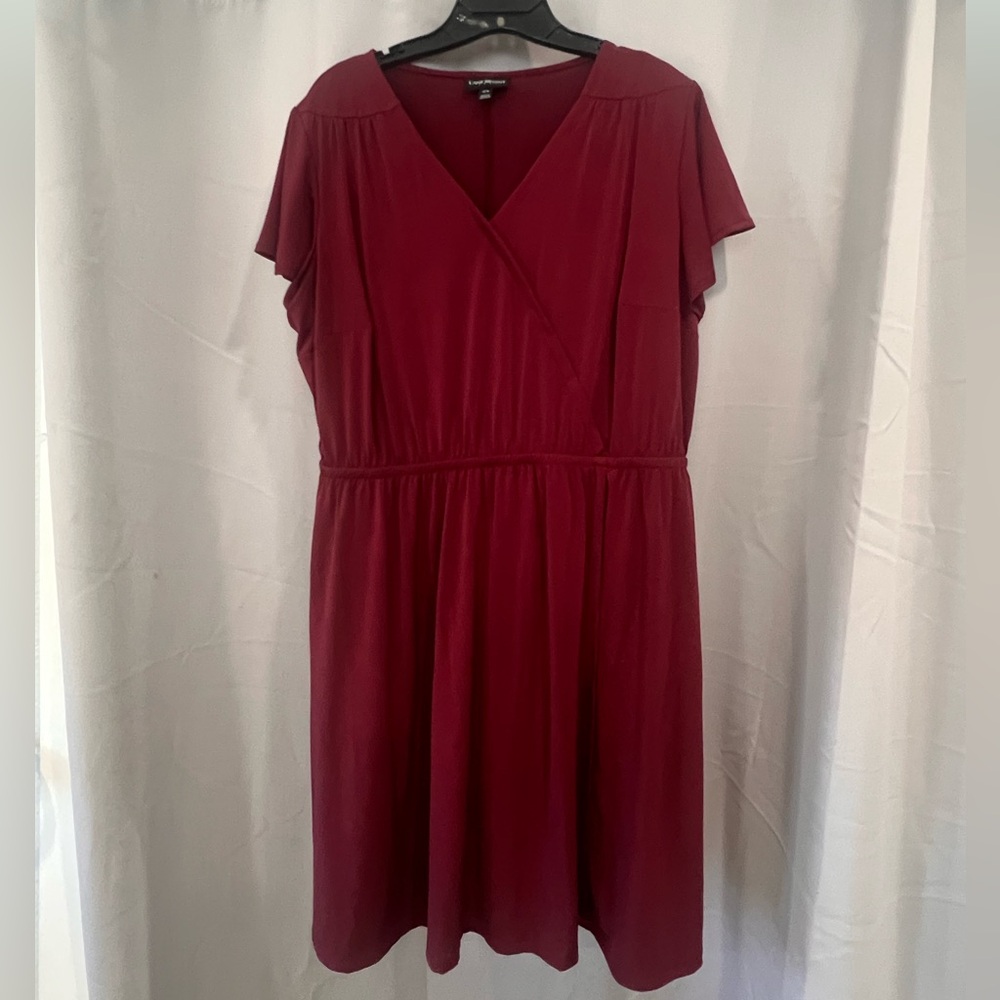 Lane Bryant Burgundy Faux Wrap Dress - Size 14/16
